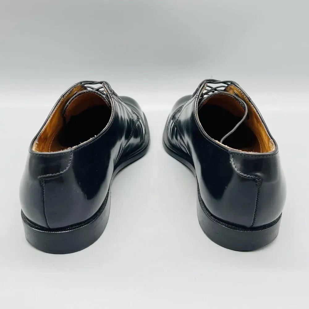 Cole Haan Shoes Men 8.5 Black Leather Cap Toe Derby Oxford Dress Slip On Classic